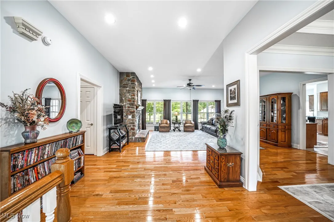 looking from front door into great room this welcoming entry has loads of natural light