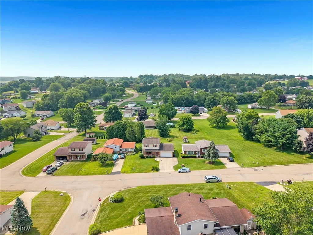 Aerial perspective of suburban area