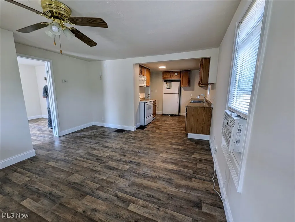 View from living room to kitchen