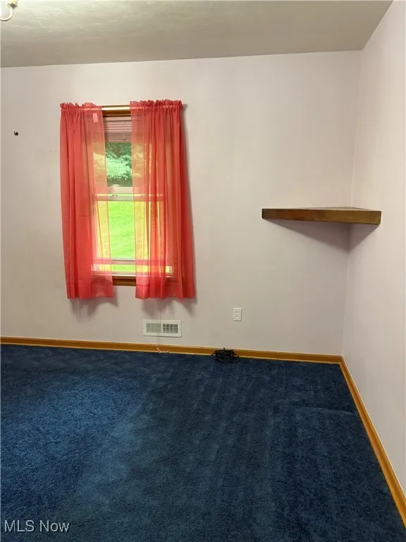 Carpeted empty room featuring baseboards