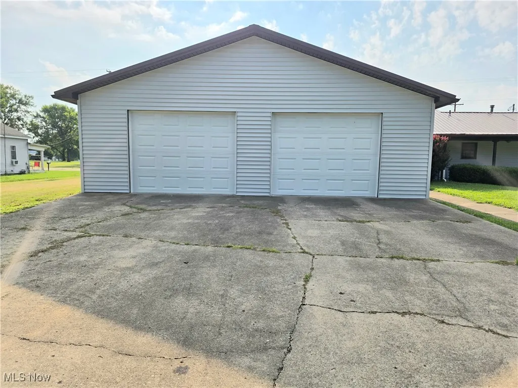 View of attached garage