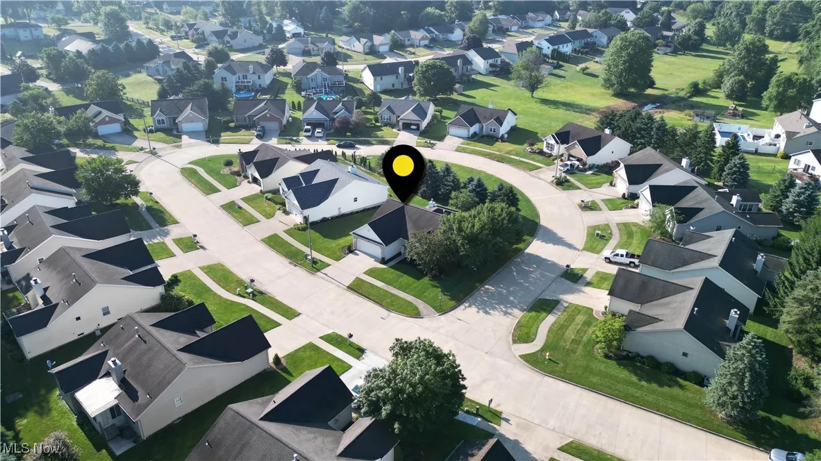 Aerial perspective of suburban area