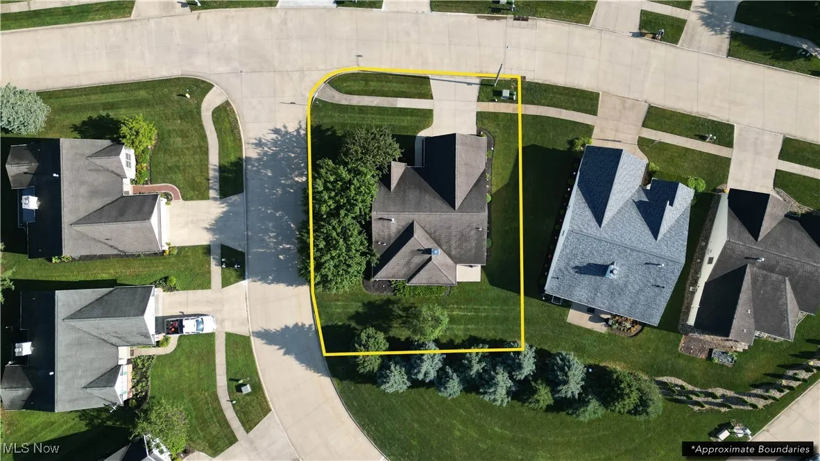 Aerial view of property's location with property boundaries highlighted