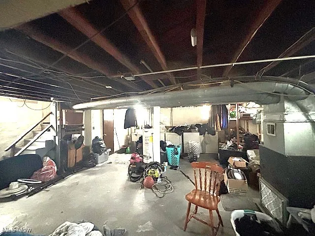 Unfinished below grade area with stairs