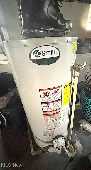 Utility room featuring water heater