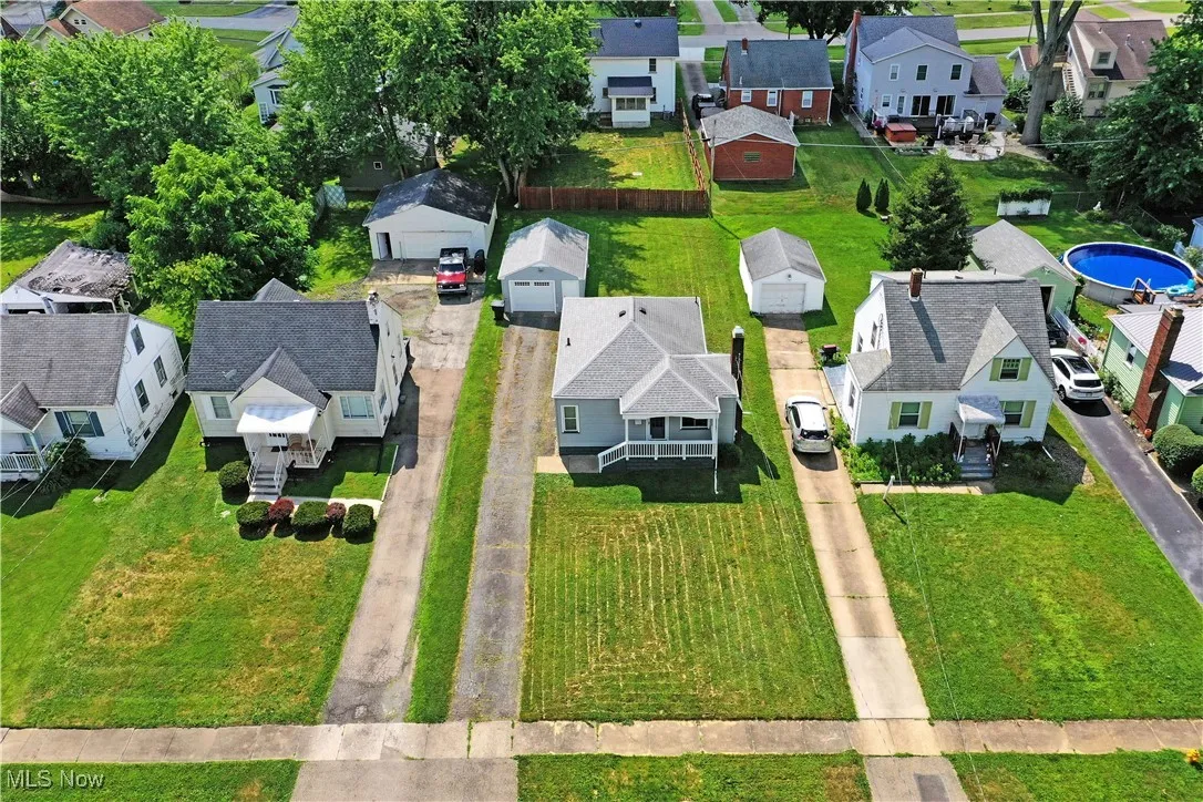 Aerial perspective of suburban area