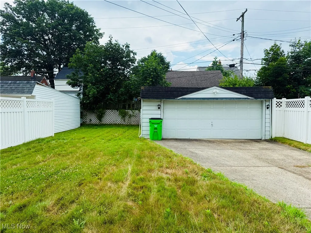 View of detached garage