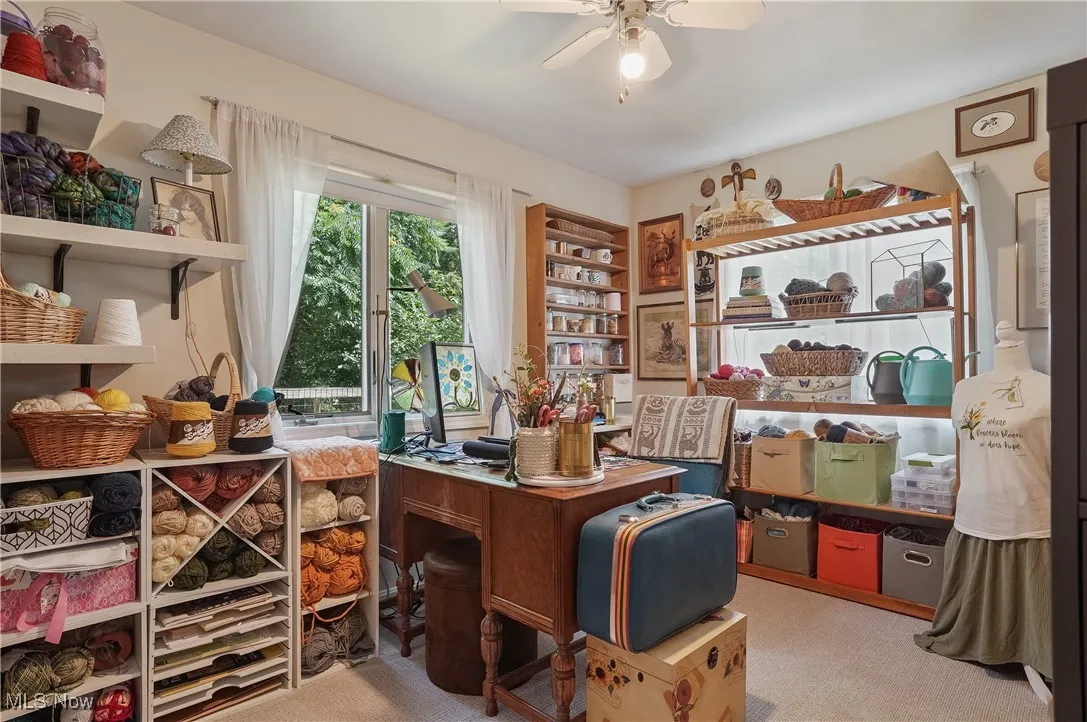 3rd bedroom/flex space featuring ceiling fan and carpet floors