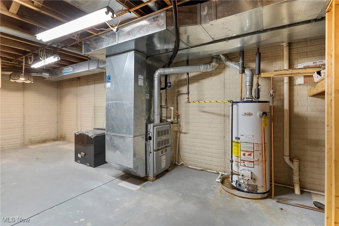 Utilities featuring water heater and heating unit