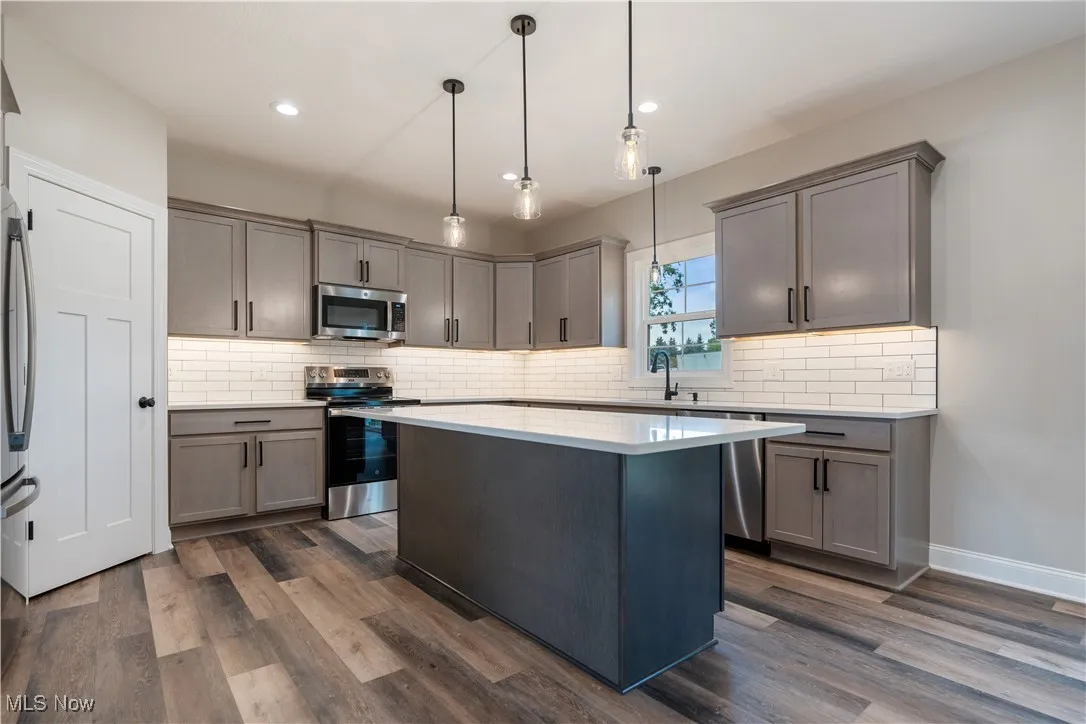 Kitchen with stainless steel appliances