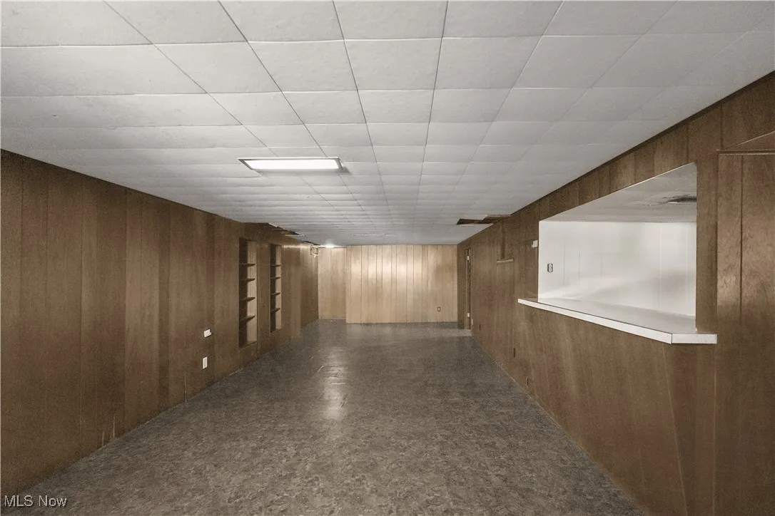 Hall with wooden walls