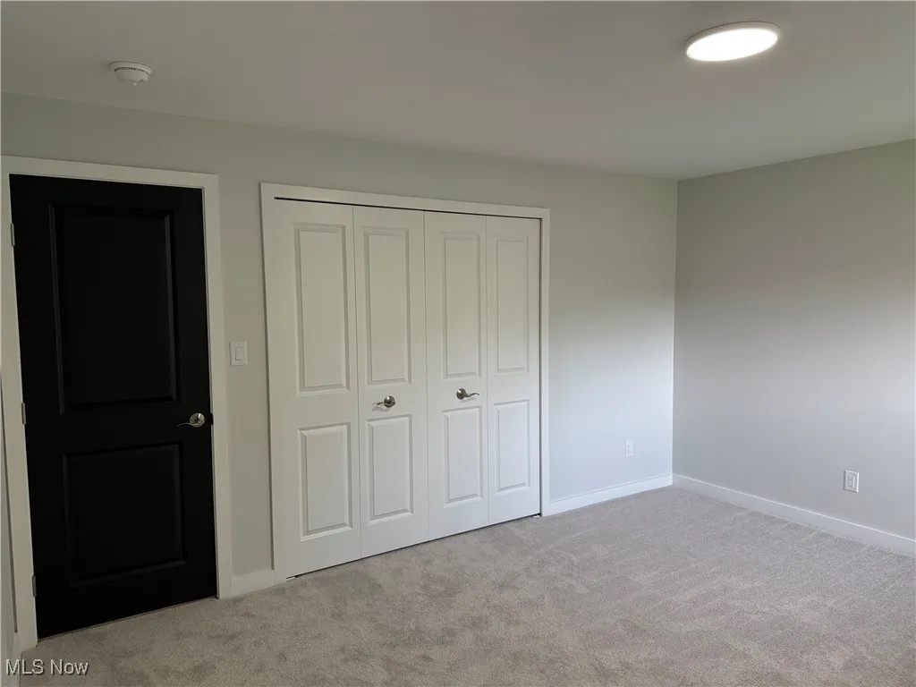 Unfurnished bedroom featuring carpet floors and a closet
