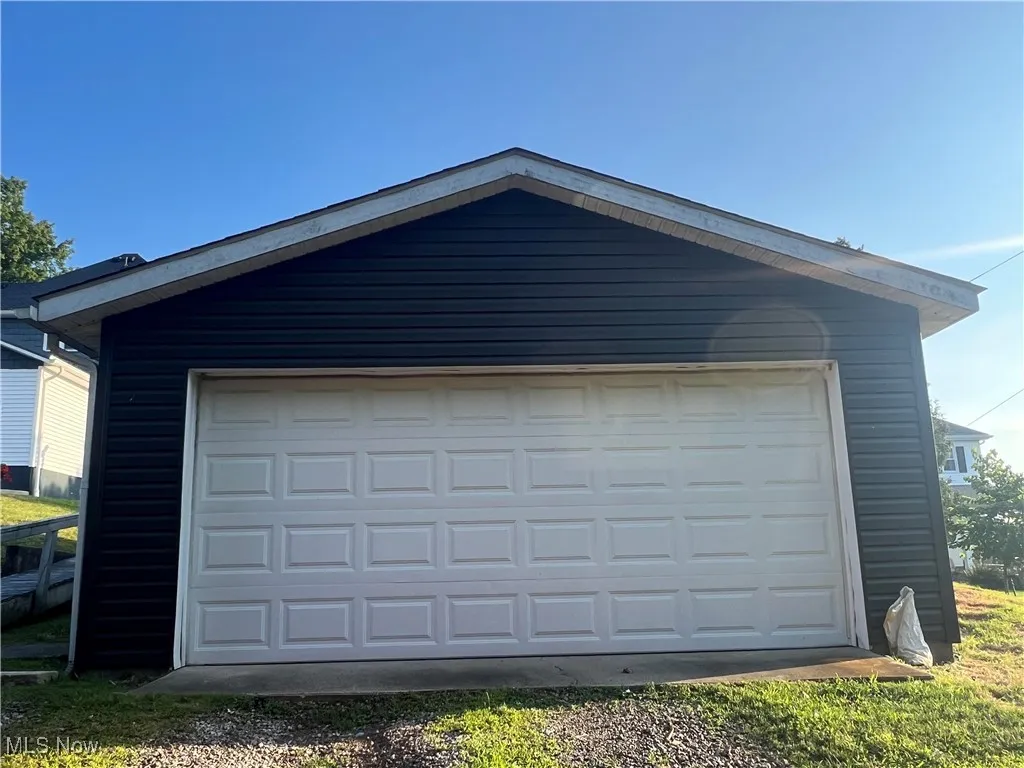 View of detached garage