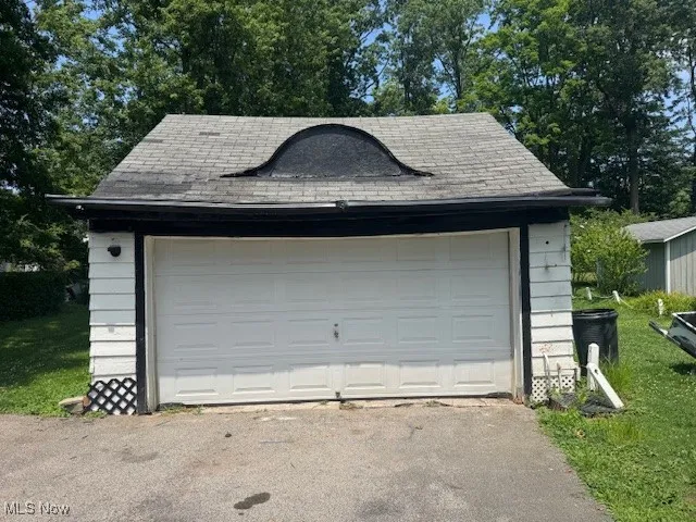 View of detached garage