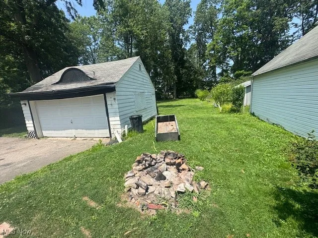 View of detached garage