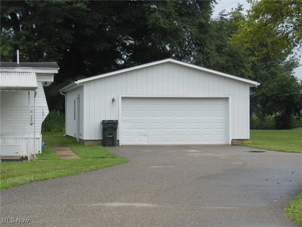 View of detached garage
