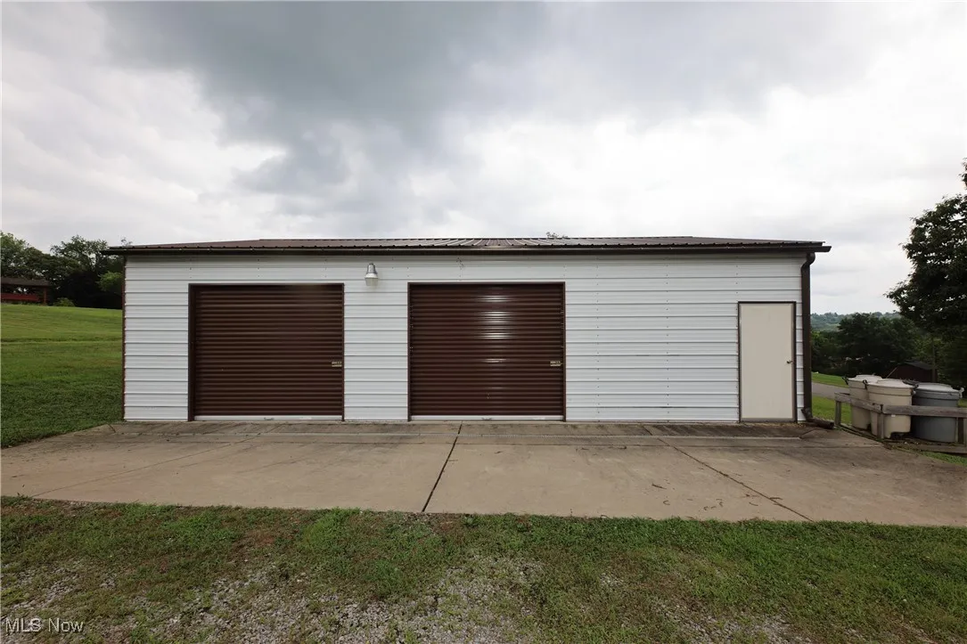 View of detached garage