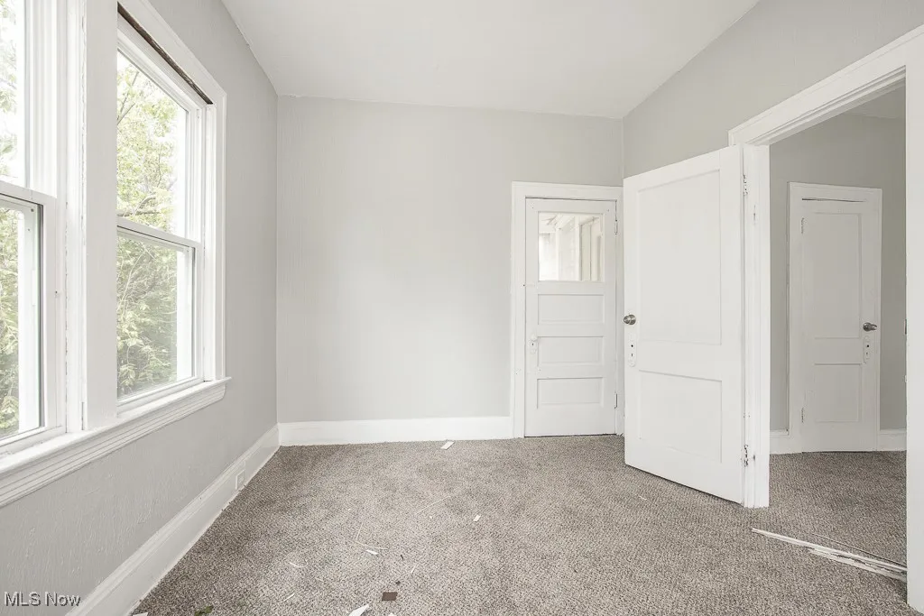 Carpeted spare room featuring plenty of natural light