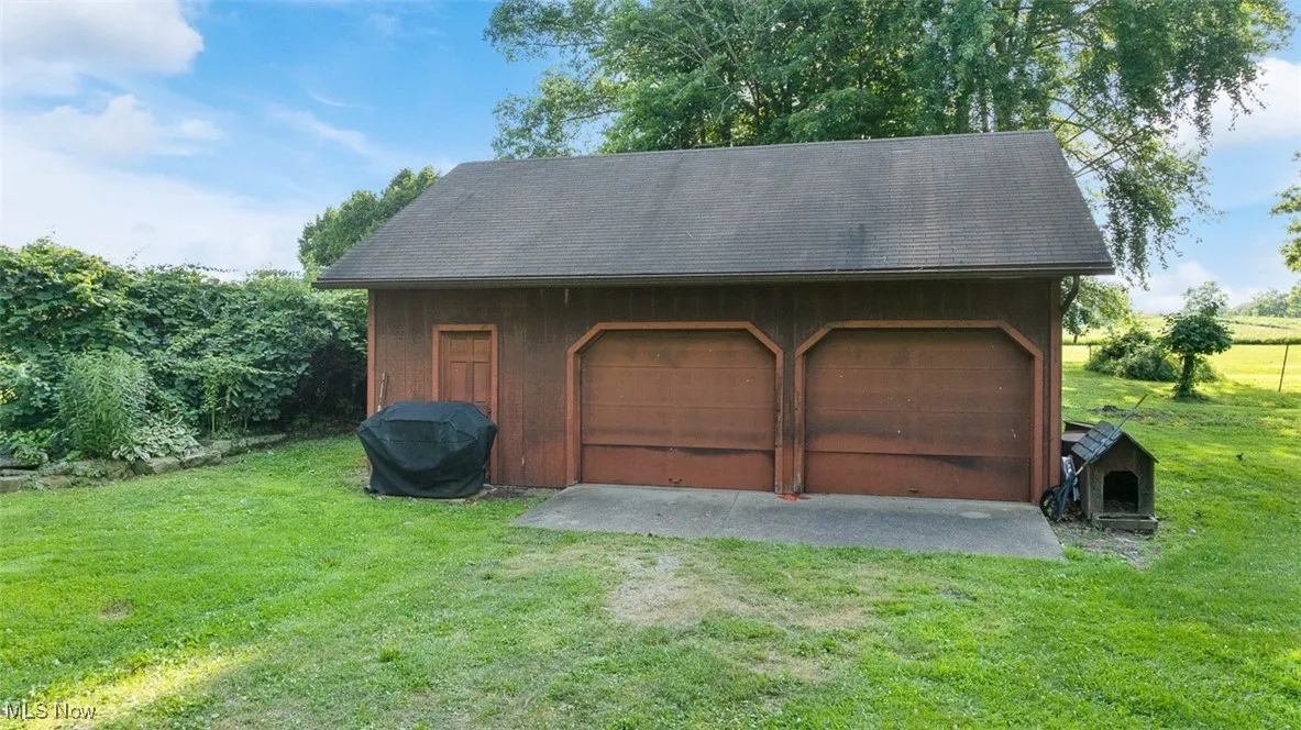 View of detached garage