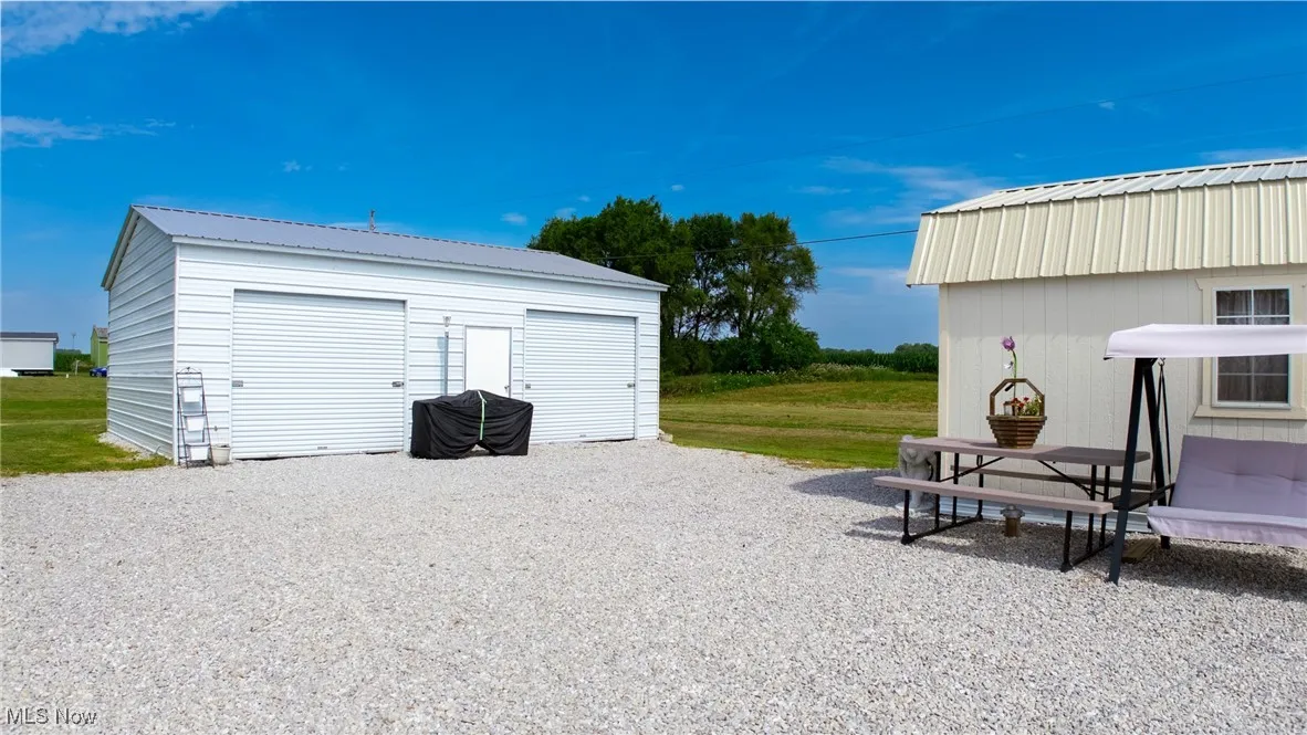 View of detached garage