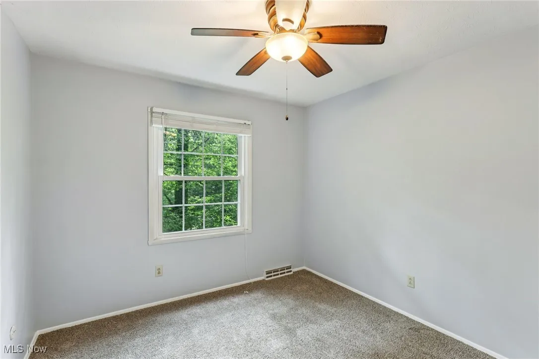 Spare room with carpet and ceiling fan