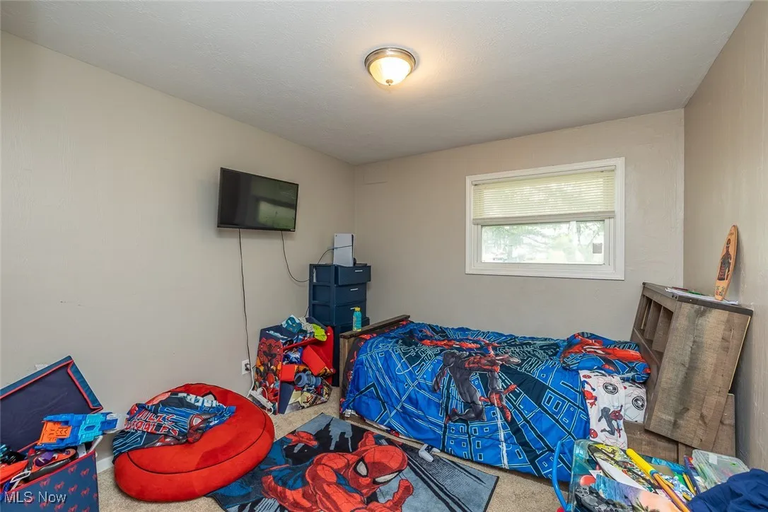 Bedroom with carpet