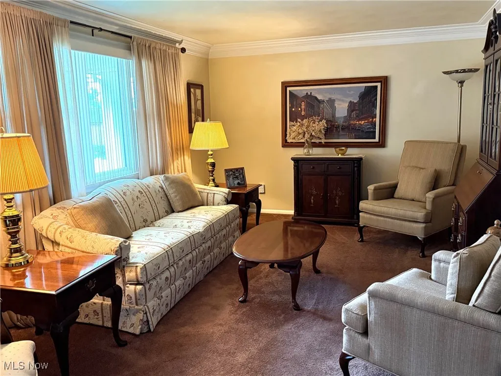 Living room with carpet flooring