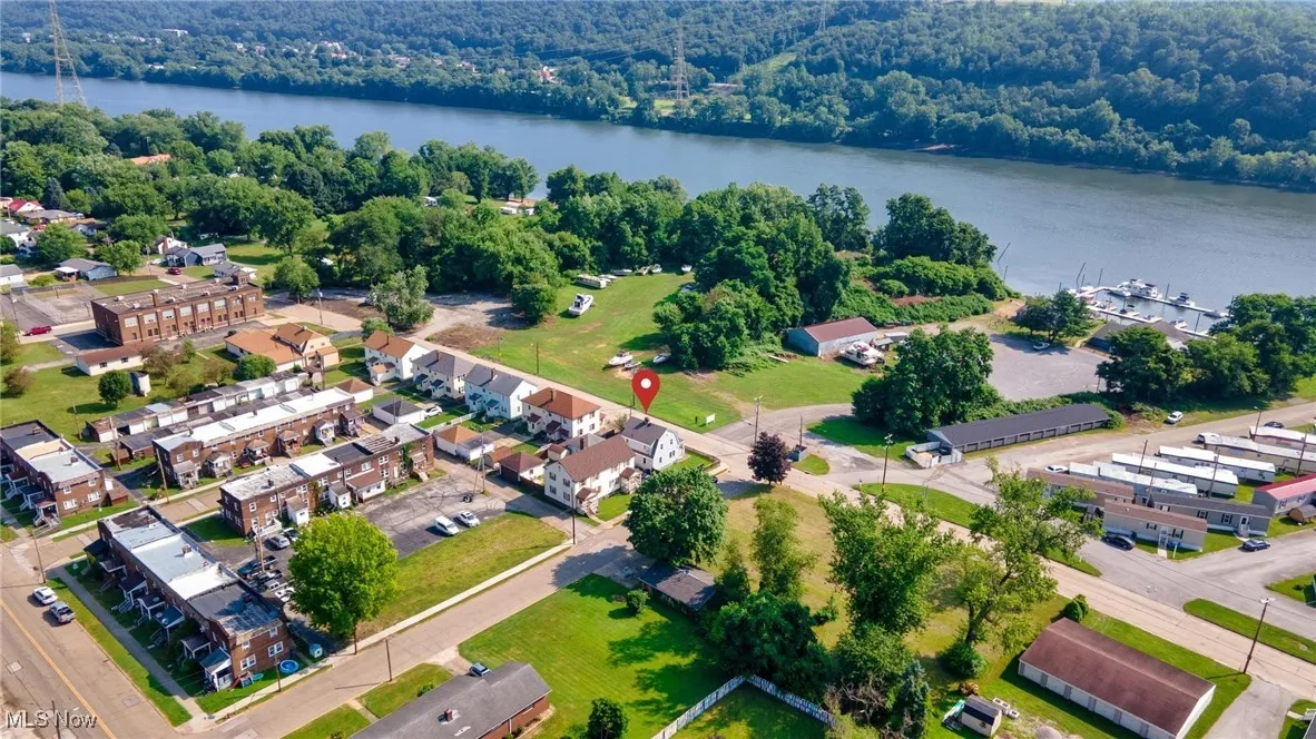 Bird's eye view of a nearby body of water