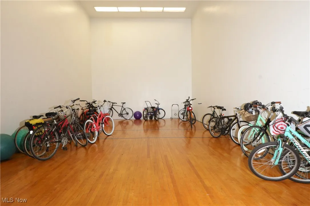 Garage featuring bike storage