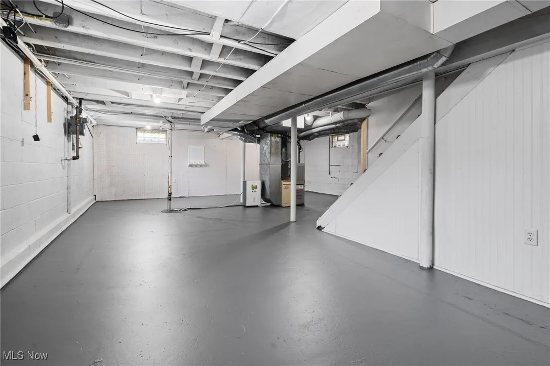 clean basement, could easily be a rec room