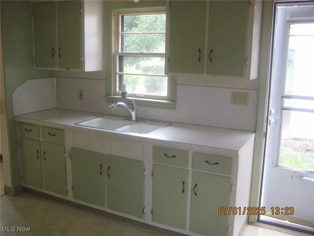 Kitchen with painted cabinets