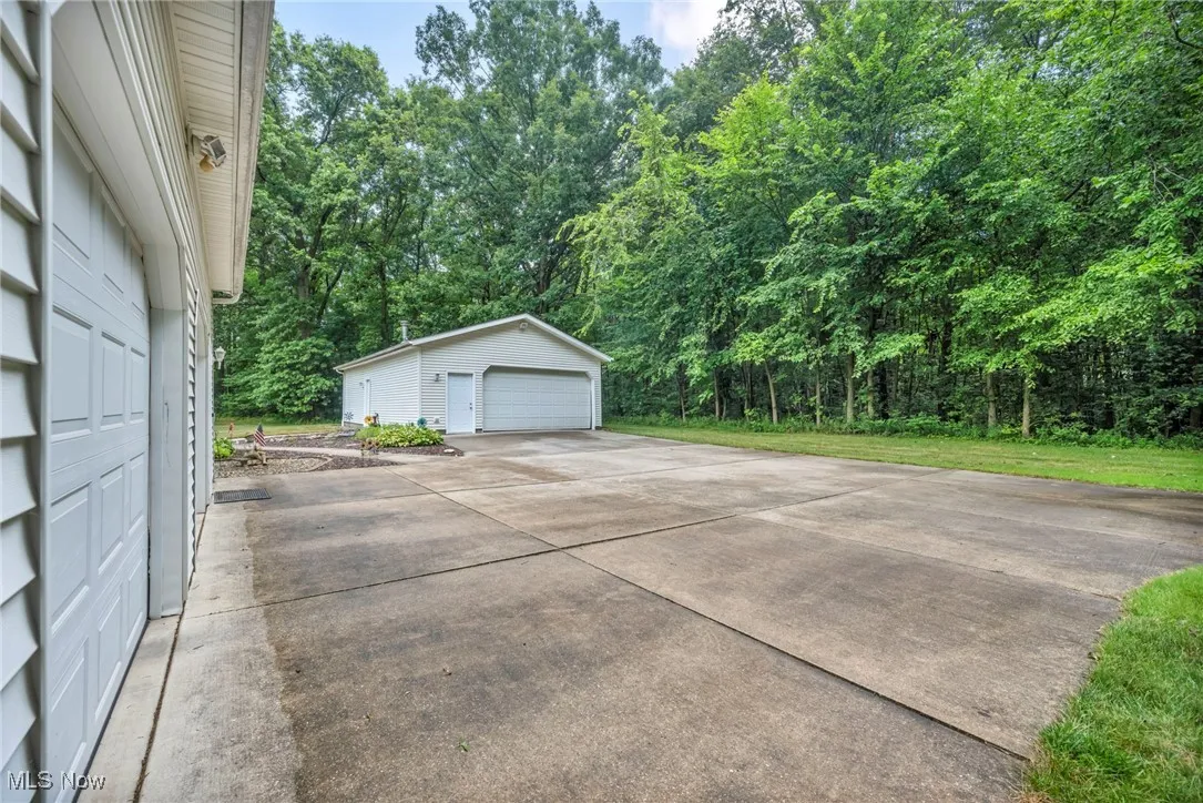 View of detached garage