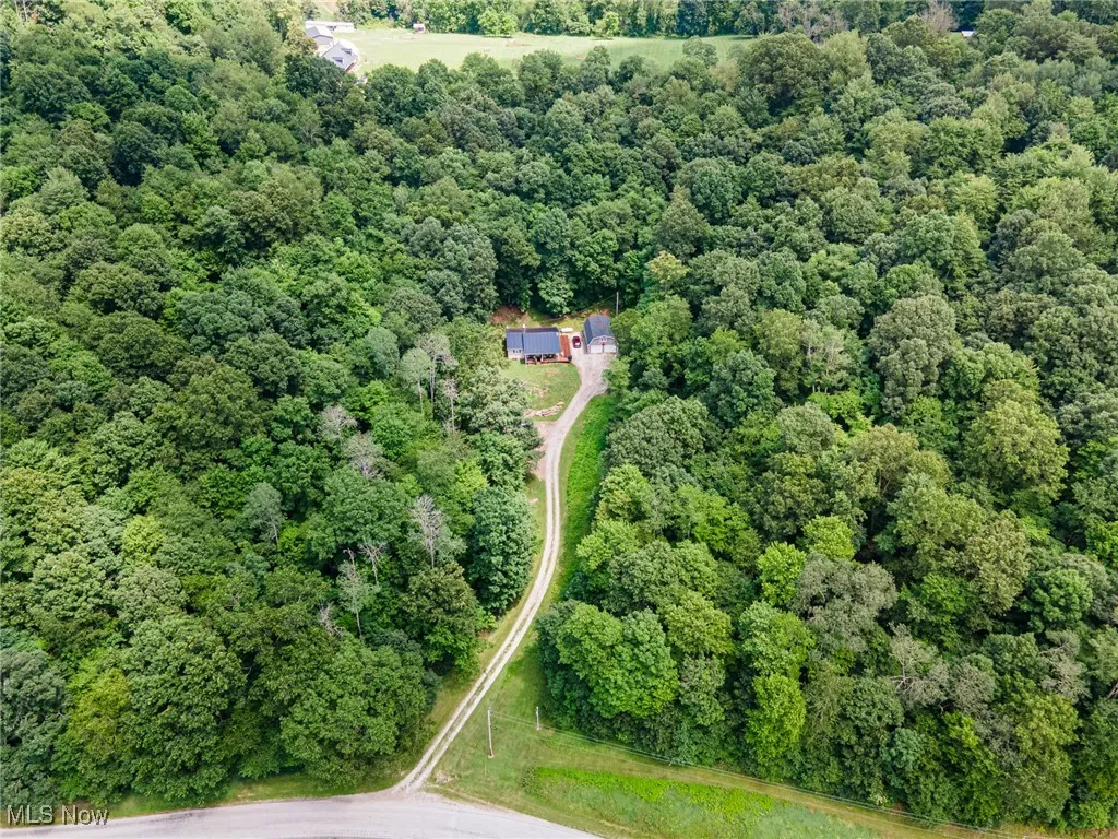 Aerial overview of property's location featuring a forest