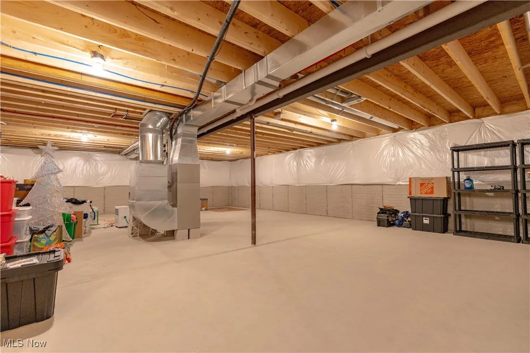 Unfinished below grade area with heating unit