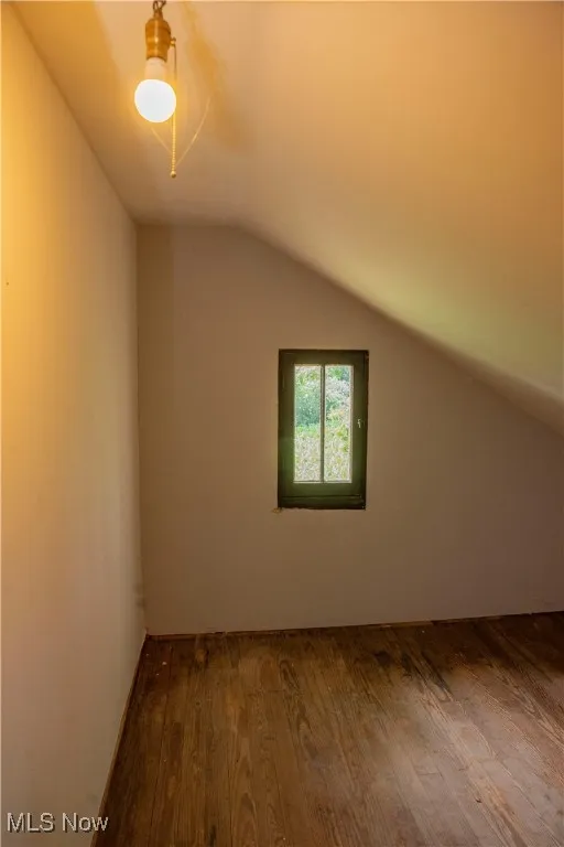 Additional living space with lofted ceiling and wood-type flooring