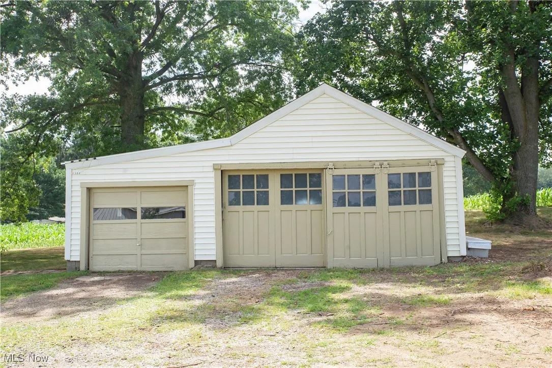 View of detached garage