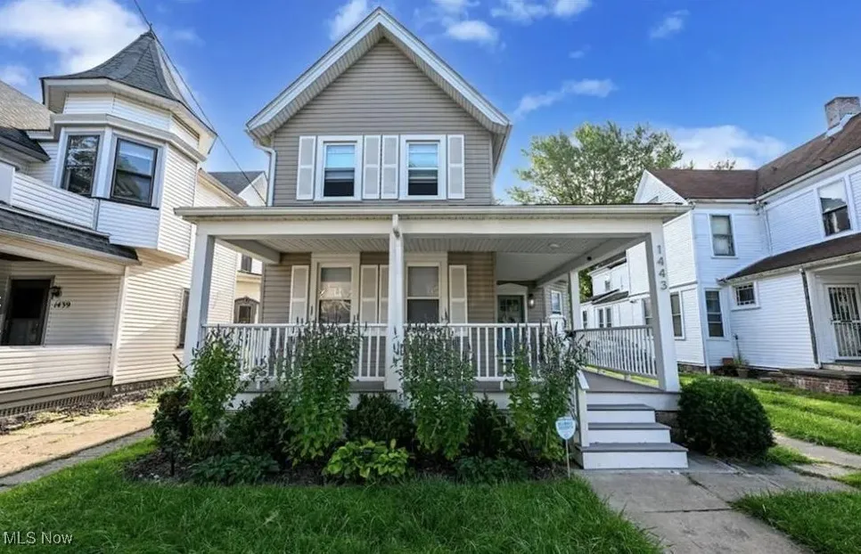 View of front of home featuring covered porch
