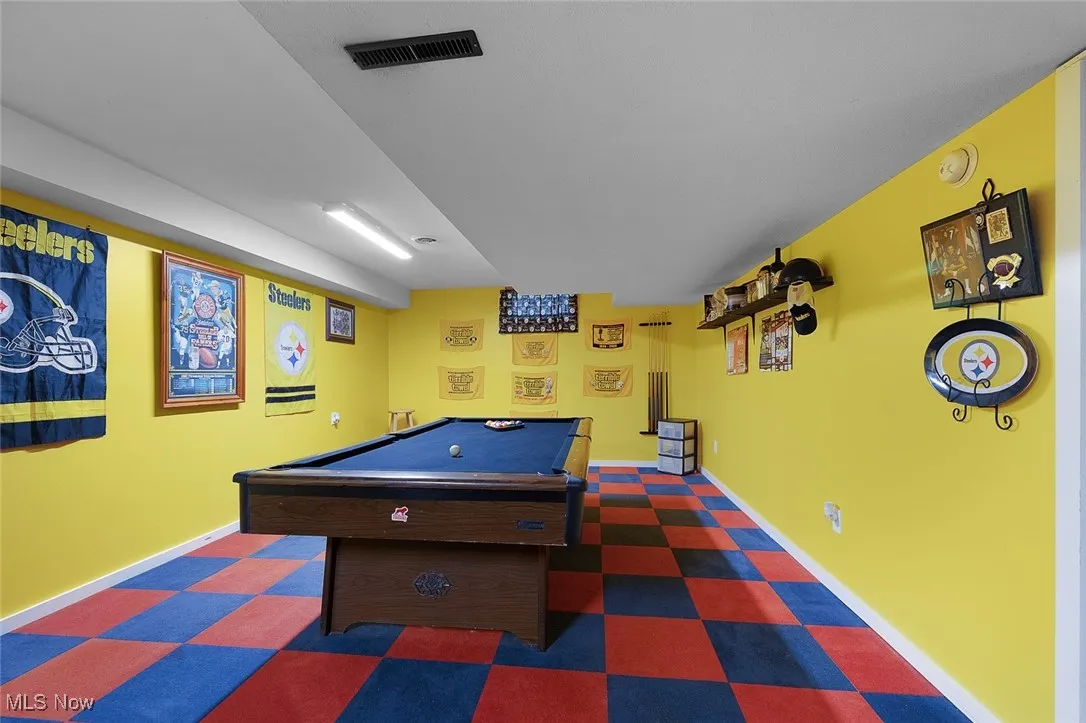 Playroom featuring tile patterned floors and pool table