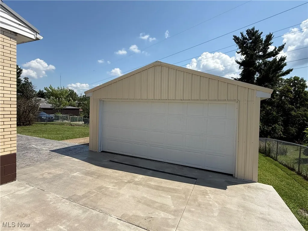 View of detached garage