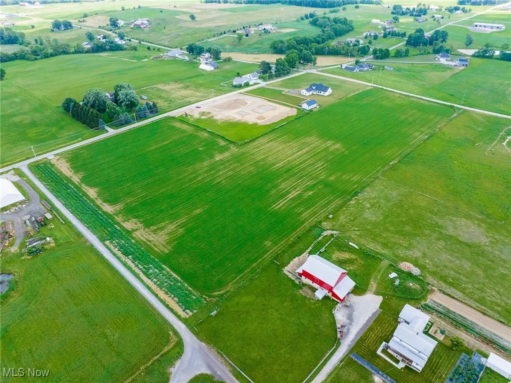 Overview of rural landscape with farmland