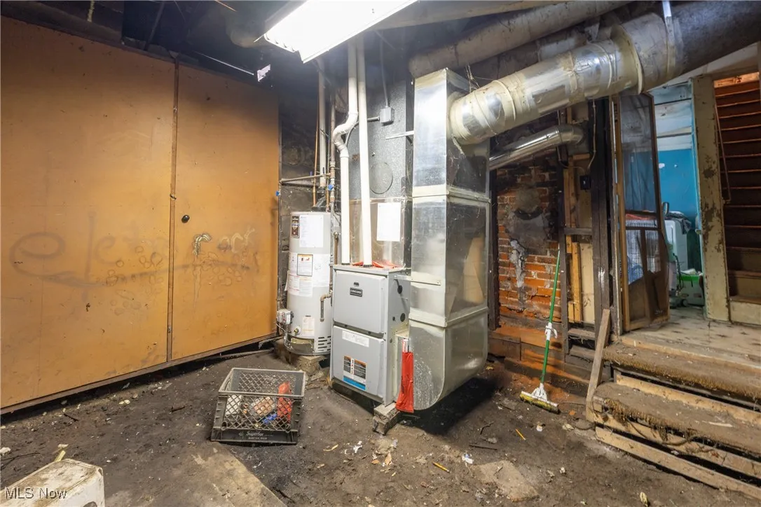 Utilities with gas water heater and heating unit