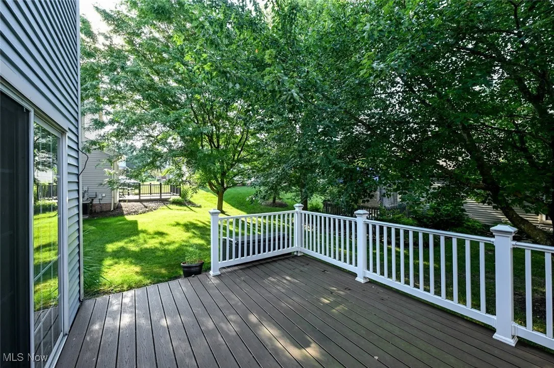 The composite deck was built in 2022 and has vinyl railings