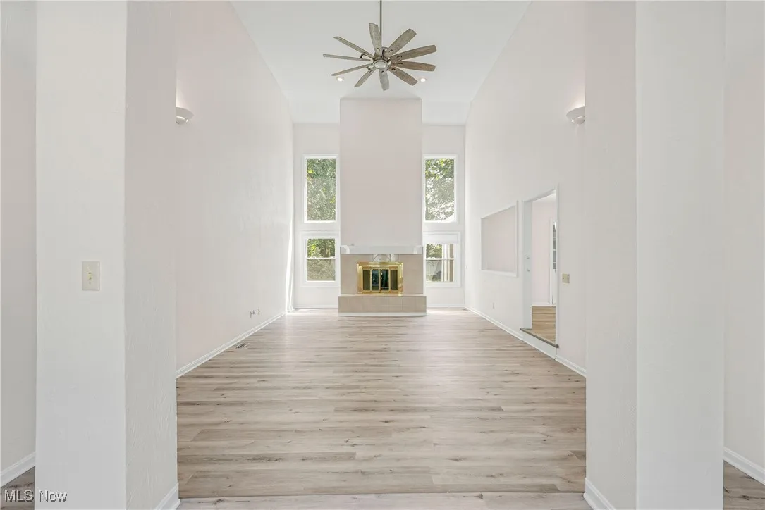 Two-story Family Room with fireplace