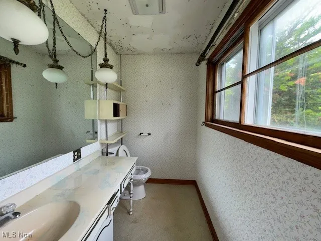 Bathroom with toilet and vanity