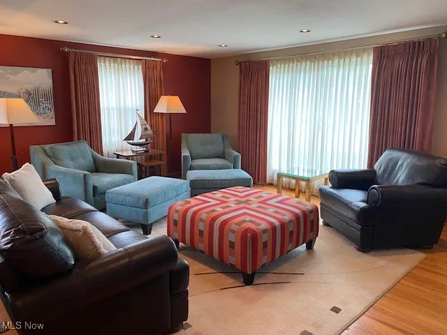 Living room featuring light wood-style floors
