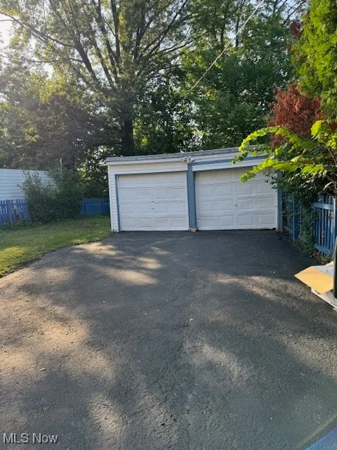 View of detached garage