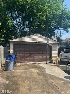 View of detached garage