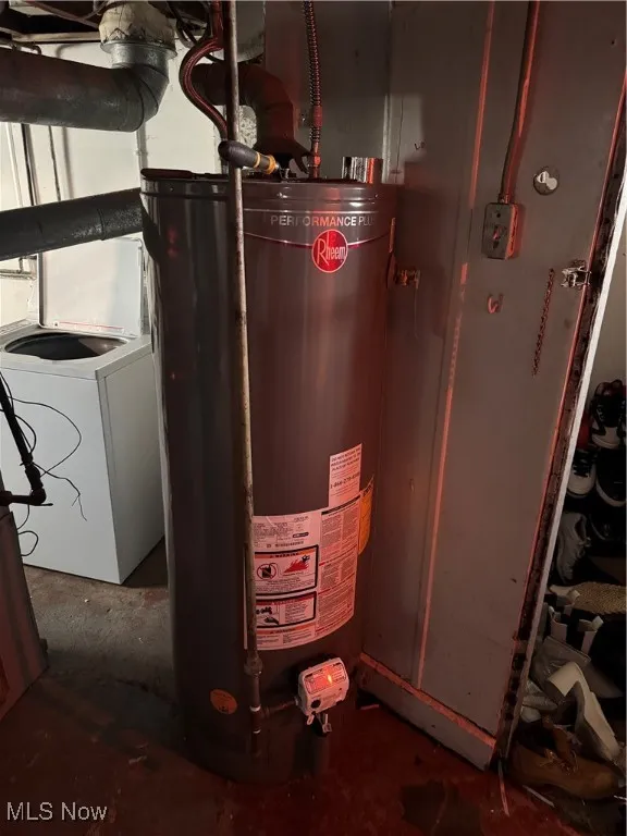 Utility room featuring water heater and washer / clothes dryer