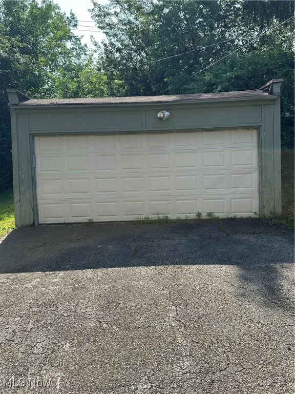 View of detached garage