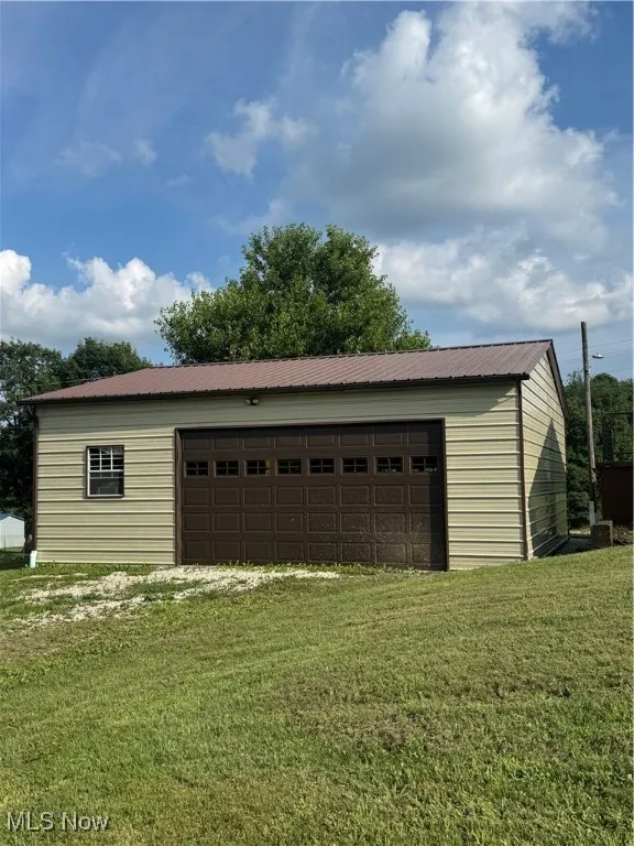 View of detached garage